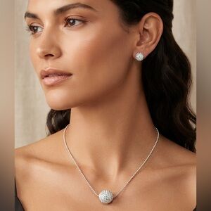 Avon | NIB silver plated necklace and earrings with rhinestones
